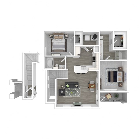 Floor plan for 2 beds, 2 baths, 1136 sqft